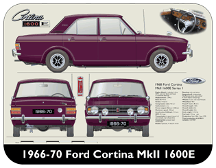 Ford Cortina MkII 1600E 1966-70 Place Mat, Medium
